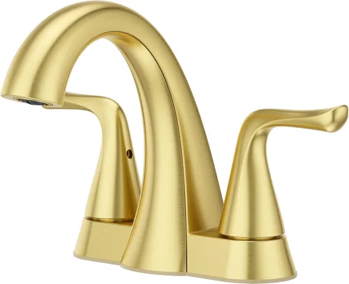 Miniatura 22 de Grifo Pfister Willa para lavabo de baño, 8 pulgadas de separación amplia, 2 manijas, 3 orificios, certificado NSF, acabado dorado cepillado, Oro
