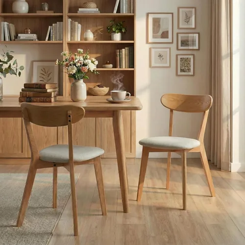 Miniatura 3 de Sillas de comedor 100% de madera de roble macizo, sillas de comedor modernas de mediados de siglo con cojín tapizado, sillas de cocina, comedor