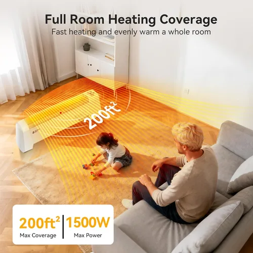 Miniatura 2 de BEYOND HEAT Calentador eléctrico de zócalo, calentador de convección de 1500W con termostato ajustable y protección contra sobrecalentamiento