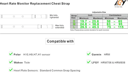 Miniatura 4 de Heart Rate Monitor Chest Strap Compatible with Polar H10 H9 H7 H1 Wahoo Tickr Garmin HRM CooSpo,Black&Gray