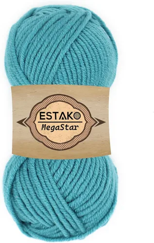 Miniatura 20 de Estako Megastar, 3.52 Oz (100g) de hilo de acrílico 75% y lana 25%, suave, peso grueso voluminoso #5 para crochet y tejer 120 yardas (110m)