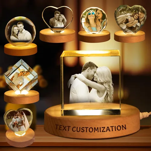 Miniatura 17 de Regalo de foto de cristal 3D personalizada – Imagen personalizada para día del padre, cumpleaños, aniversario – Recuerdo para papá, parejas