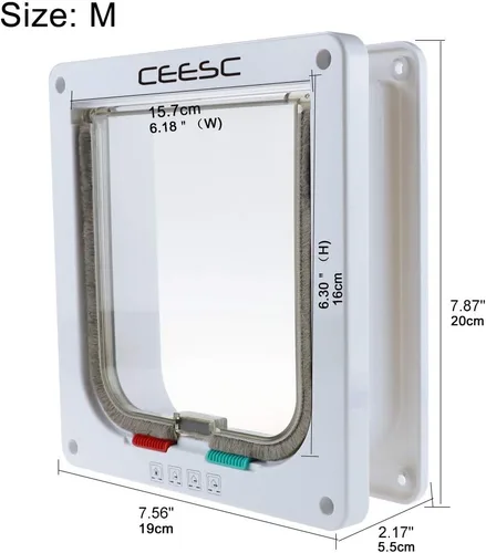 Miniatura 2 de CEESC Puerta magnética con solapa para gatos con cerradura de 4 vías para gatos, gatitos y gatitos, 3 tamaños y 2 opciones