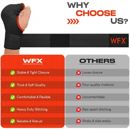 Miniatura 7 de WFX - Guantes de mano para niños y jóvenes de boxeo, interiores, con acolchado de gel, elásticos, para debajo de los guantes, puños para deportes