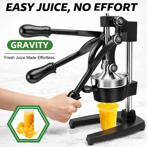 Miniatura 2 de Exprimidor de hierro fundido – Exprimidor manual de servicio pesado fácil de limpiar, exprimidor profesional de cítricos de acero inoxidable