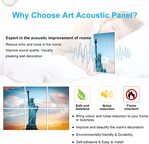 Miniatura 7 de JBER Paneles acústicos artísticos decorativos, paquete de 6 paneles acústicos artísticos para decoración de pared con autoadhesivo, adecuados