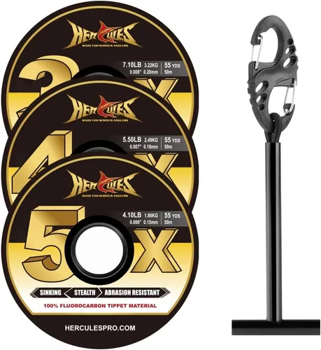 Miniatura 24 de HERCULES Tippet de pesca con mosca, paquete de 3 con soporte para volquetas, 55 yardas