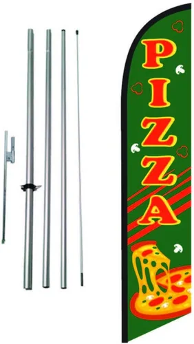 Miniatura 4 de Cartel de bandera de plumas de publicidad de restaurante de pizza con kit de asta de bandera y estaca de tierra Kit de mástil de bandera y pico