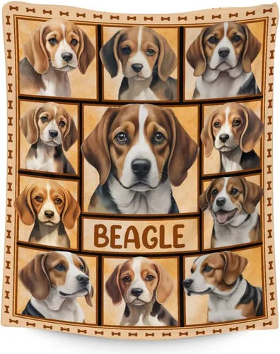 Miniatura 15 de Manta personalizada con nombre Beagle, suave, mullida y cálida, manta de 50 x 60 pulgadas, para cama, sofá, blanco, bonito regalo para niñas y niños