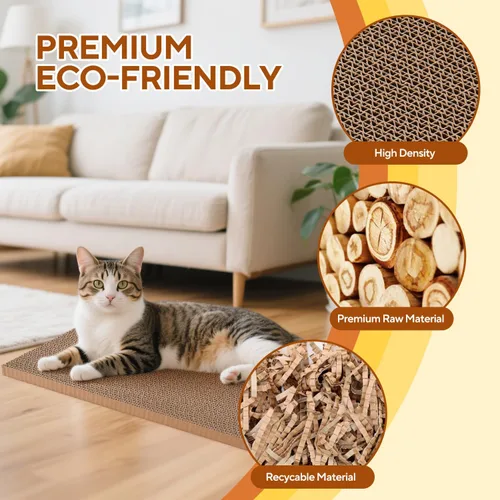 Miniatura 4 de LIFLIX 7 almohadillas de rascador reversibles para gatos con caja, 16.5 pulgadas de largo x 12.6 pulgadas de ancho x 5.9 pulgadas de alto, rascador