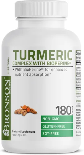 Miniatura 3 de Bronson Curcumina de cúrcuma con BioPerine – Soporte articular de alta potencia premium con 95% curcuminoides estandarizados – Cápsulas sin OMG