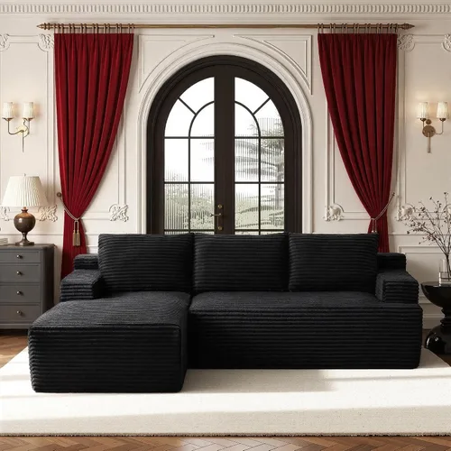 Miniatura 9 de Sofá modular moderno de 96 pulgadas para sala de estar, sofá modular tapizado, sin hueso, cómodo sofá nube con diván en forma de L
