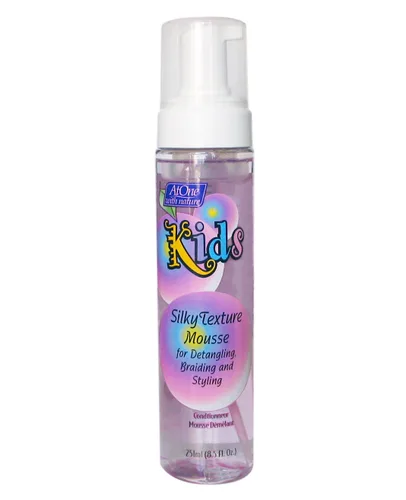 AtOne with Nature Mousse desenredante para cabello encrespado para niños, infundido con extractos de plantas para desenredar, trenzar y peinar, 8.5