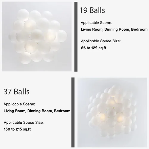 Miniatura 3 de Candelabro Colgante de Techo Decorativo de Bolas de Burbujas con Pantalla de Vidrio Esmerilado, Lámpara Colgante de Bricolaje para Pasillo, Oro