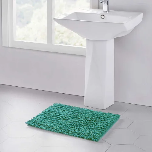 Miniatura 322 de Walensee Alfombra de baño antideslizante (24x17 pulgadas, rosa polvoriento) absorbente de agua, súper suave, lanuda de felpilla, lavable a máquina