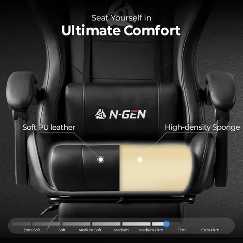 Miniatura 5 de NEO CHAIR Silla para Videojuegos con Reposapiés, Silla de Oficina Ergonómica de Respaldo Alto y Cómoda, con Soporte Lumbar, Altura Ajustable