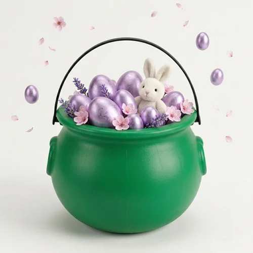 Miniatura 17 de PMU Caldero de Pascua de 8 pulgadas, 6 unidades, caldero de plástico verde, decoración de Pascua para decoración del hogar y fiesta