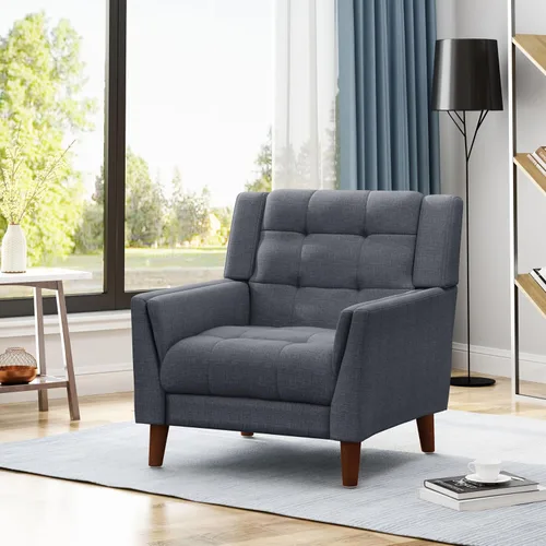 Miniatura 2 de Christopher Knight Home Evelyn Mid Century - Sillón de tela moderna, color gris oscuro, nogal