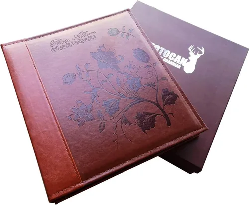 Miniatura 5 de Álbum de fotos 4x6 con 600 bolsillos, álbum de fotos de gran capacidad extra con cubierta de cuero vintage, para familia, bebé, álbum de boda