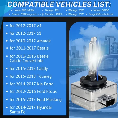 Miniatura 6 de SOCAL-LED LIGHTING Bombillas de Faros HID de Xenón D8S 35W - 10000K Azul Profundo - 66548 66549 12411C1 Repuesto Directo OEM de Haz Alto y Bajo