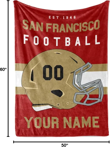 Miniatura 18 de Manta personalizada para fanáticos del fútbol americano – Se envía al día siguiente – Hecha en Estados Unidos – Manta de vellón personalizada
