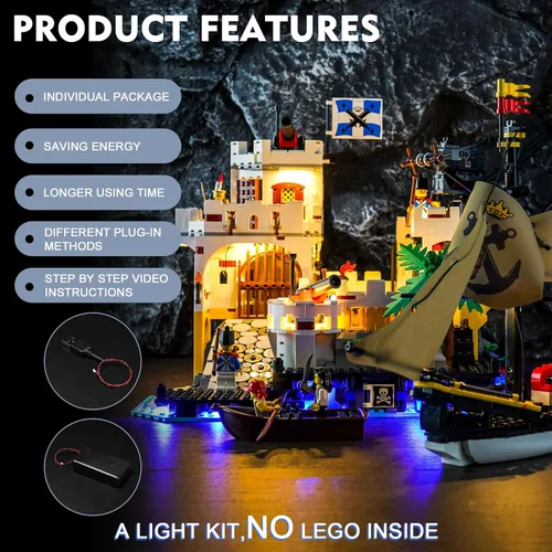 Miniatura 4 de BrickBling Luz LED compatible con Lego Pirates 10320 Eldorado Fortress Building (sin modelo, solo luces), kit de iluminación creativa compatible