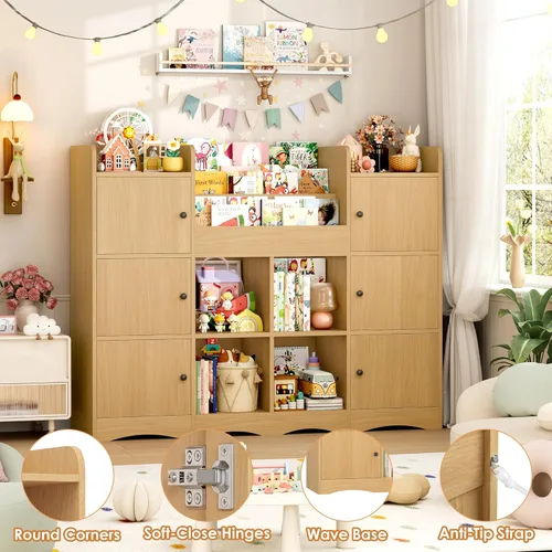 Miniatura 7 de FINETONES Estante para juguetes y almacenamiento de juguetes, estantería grande de 55 pulgadas para niños, organizador de juguetes y almacenamiento