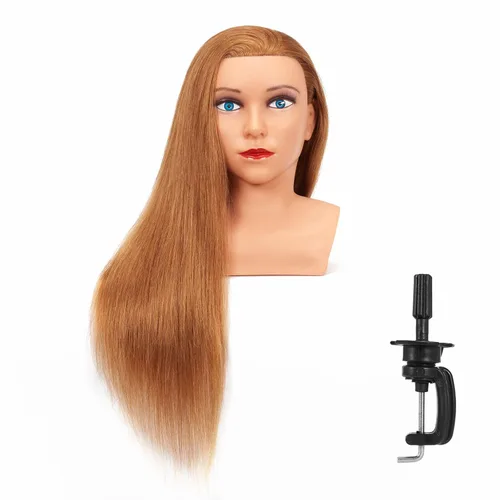 Hairingrid Cabeza de maniquí 28"-30" 100% Cabello Humano para Peluquería y Cosmetología, Soporte de Abrazadera Incluido (R71619LB0624)