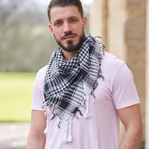 Miniatura 30 de LOVARZI Shemagh Cottons Arab Keffiyeh - Bufanda militar táctica para cabeza y cuello
