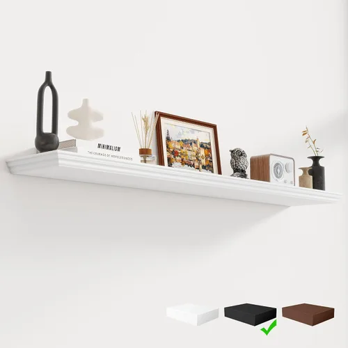 Miniatura 11 de Fun Memories Estantes flotantes de 24 pulgadas de largo, 9.3 pulgadas de profundidad, estantes flotantes de corona clásica para pared, estantes
