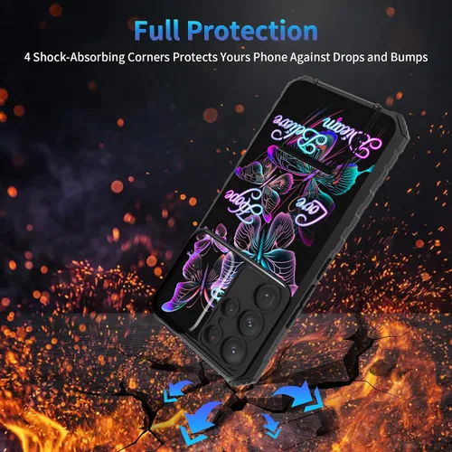 Miniatura 1024 de Funda para Samsung Galaxy S22 Ultra 5G, Galaxy S22 Ultra con cubierta de cámara deslizante, funda resistente de doble capa con función atril Black