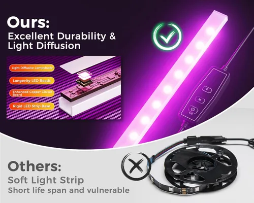 Miniatura 4 de AODK Escritorio en forma de L para juegos con luz LED y toma de corriente, mesa de computadora reversible en forma de L de 53 pulgadas con estante