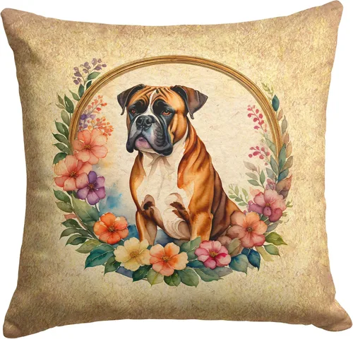 Miniatura 134 de Caroline's Treasures DAC2072PW1414 Affenpinscher and Flowers - Almohada decorativa de tela, lavable a máquina, para interiores y exteriores