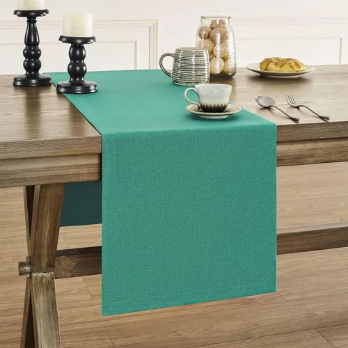 Miniatura 9 de ZeeMart Camino de mesa básico de lino, 14 x 36 pulgadas Azul Cambay, caminos de mesa rústicos de estilo granja color azul claro polvoriento de 36