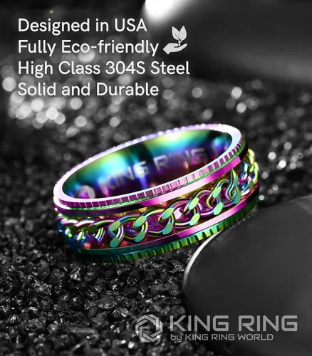 Miniatura 3 de King Ring Anillos Super Spinner de 0.315 in Segunda edición de anillos de acero inoxidable premium para hombres y mujeres Diseñado en Estados