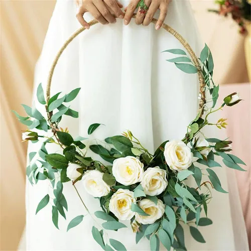 Miniatura 3 de Auvoau Paquete de 6 aros de metal de 4 pulgadas para manualidades, corona de macramé floral para atrapasueños, decoración de boda y manualidades