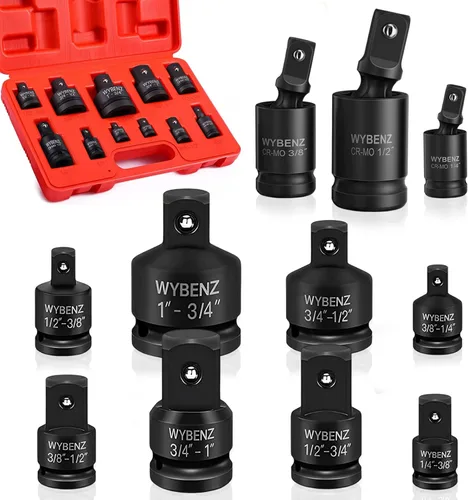 Miniatura 7 de Juego de 4 adaptadores y reductores de impacto, juego de adaptadores de impacto de 1/4 pulgadas, 3/8 pulgadas, 1/2 pulgadas, kit de conversión