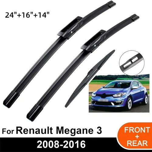 Miniatura 2 de Juego de limpiaparabrisas delantero y trasero compatible con Renault Megane Sport Tourer 3 2008-2016 parabrisas ventana 24 16 pulgadas 14 pulgadas