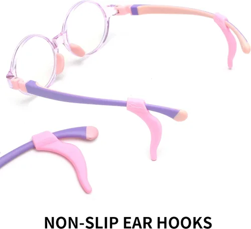 Miniatura 5 de JM Lentes de luz azul para niños, hierbas para juegos de computadora para niñas y niños de 3 a 10 años, lentes anti Blue Ray TR90 Rosa
