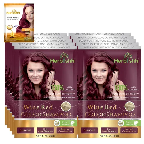 Miniatura 10 de Herbishh Champú de color para cabello gris – Champú de tinte natural para el cabello con máscara de argán – Tamaño de viaje – Colores de cabello