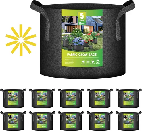 Miniatura 15 de iPower Paquete de 24 bolsas de cultivo de aireación gruesa de 7 galones, macetas de tela no tejida con asas de correa, contenedor para jardinería