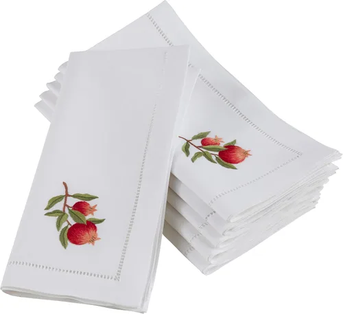 Miniatura 13 de Juego de 6 servilletas bordadas de magnolia hechas a mano con borde cosido