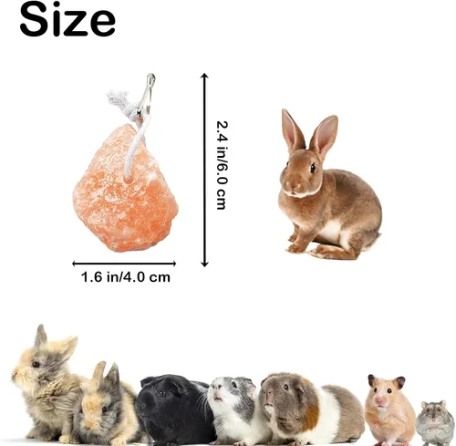 Miniatura 3 de PINVNBY Bloques de sal para conejos, 4 piezas de mascotas pequeñas del Himalaya lamen sal bloque de sal sales minerales naturales con gancho