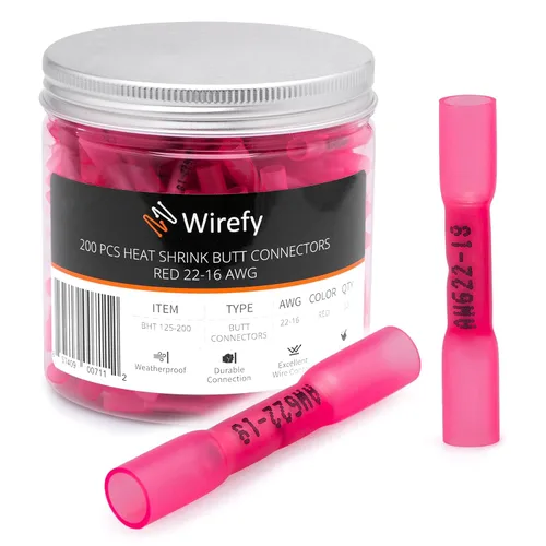 Miniatura 9 de Wirefy 150 terminales de crimpado termorretráctiles de extremo a extremo, terminales eléctricos aislados para cables sin costuras, 1,5-2,5 mm²