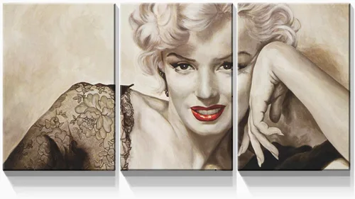 Miniatura 16 de Denozer Arte de pared en lienzo de 3 paneles con retrato de belleza de Marilyn Monroe, Audrey Hepburn y Brigitte Bardot, impresiones de cuadros