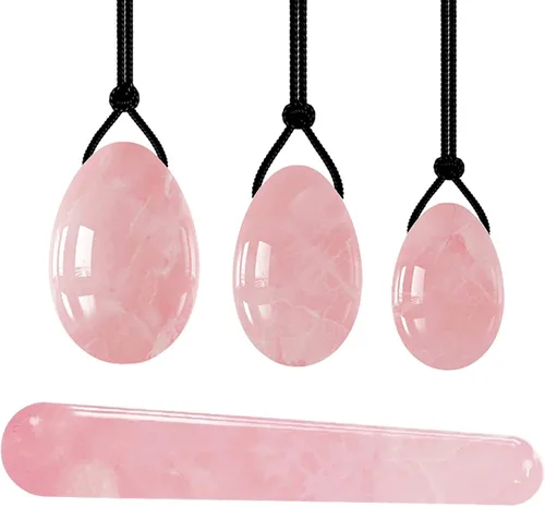 Miniatura 8 de Juego de huevos Yoni de cuarzo rosa natural, huevo de jade, músculo vaginal, reafirmante Kegel, ejercicio, varita Yoni, higiene femenina, huevo