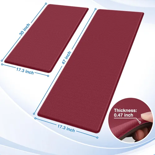 Miniatura 2 de StepRite Tapetes de cocina, 2 tapetes acolchados, antifatiga, para piso, de escritorio, antideslizante, impermeables, oficina, alfombras de 17.3 x
