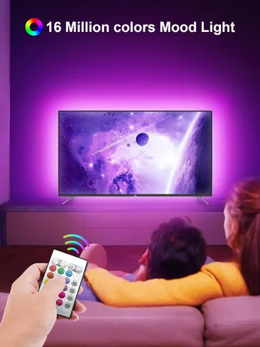 Miniatura 2 de GIPOYENT Tira de luz de TV, retroiluminación LED de sincronización de música, para TV de 32 a 50 pulgadas, luz de TV LED con función Bluetooth, tira