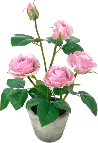 Miniatura 12 de Decoración de rosas artificiales en maceta, mini plantas de imitación para decoración de interiores, rosas falsas para el hogar, baño, cocina