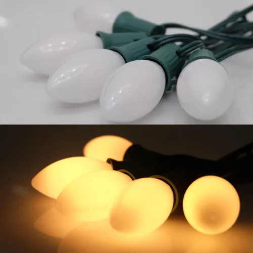 Miniatura 4 de SUNSGNE Bombillas LED C9 de repuesto blancas de Navidad, paquete de 25 bombillas LED de Navidad C9 de plástico para luces de cadena de patio al aire